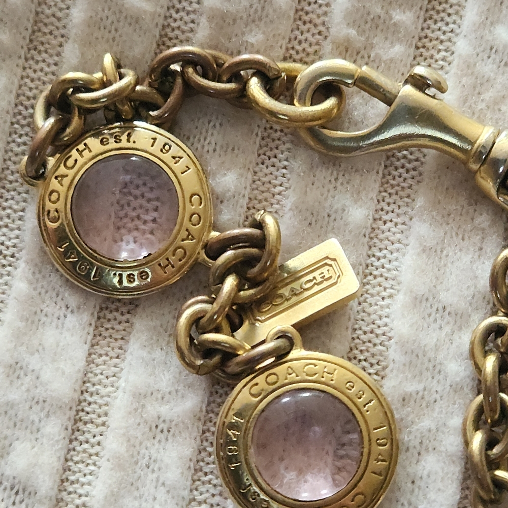 Vintage Rare Coach 1941 Pink Glass Snaphead Cabochon Necklace 🔥 - Picture 7 of 16